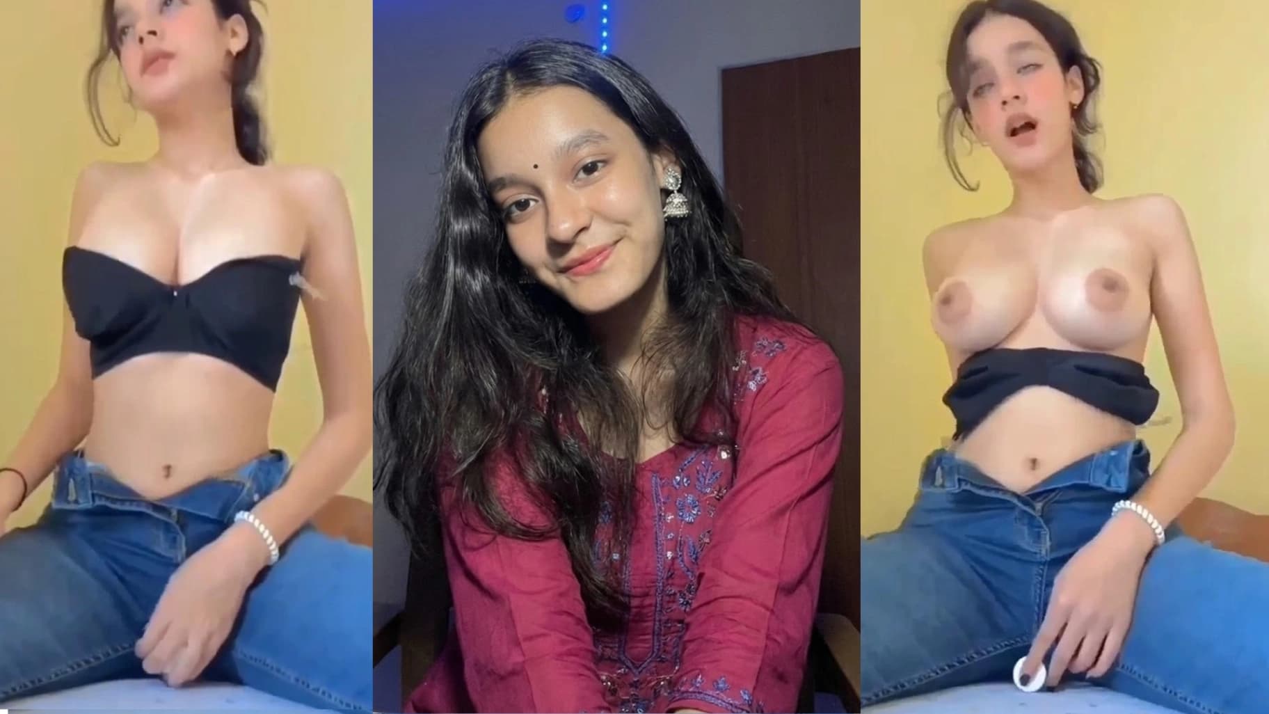 Subhashree Sahu fully nude, Pressing her big boobs and fucking her wet pussy with a perfume bottle - Video 1