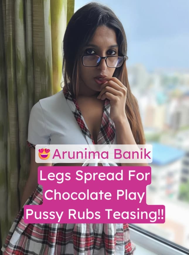 Featured image for Arunima Banik Teasing Spreads Legs Open Rubs Chocolate On Pussy