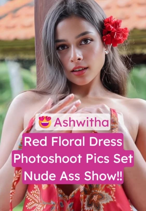 Featured image for Ashwitha Nude in Red Floral Dress Photoshoot Showing Her Big Ass