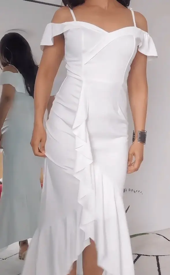 Featured image for Perfect figure babe strips white dress and fingers tight pussy and inserting butt plug