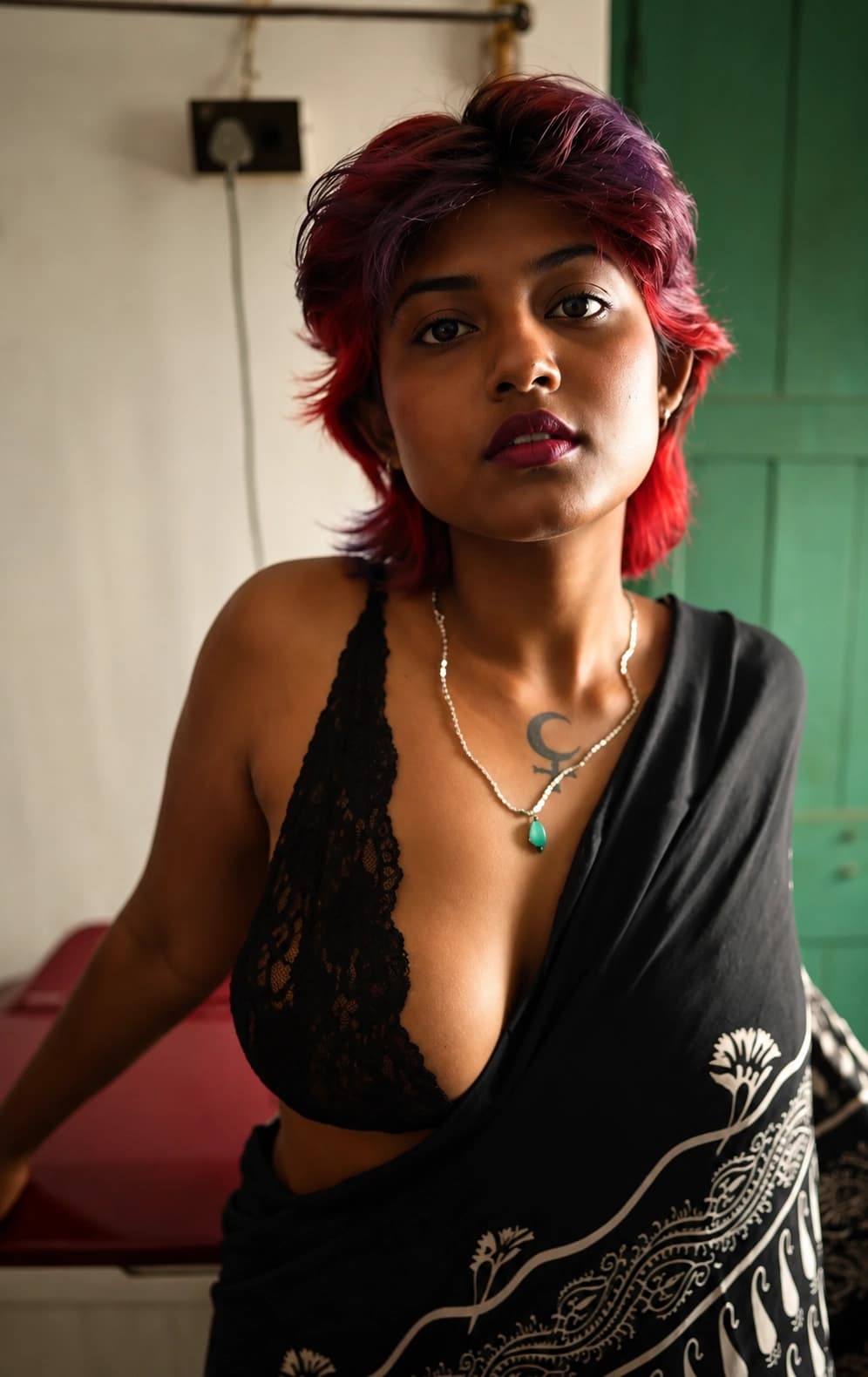 Featured image for Bengali Beauty Darshana Chatterjee Stripping Black Saree Full Naked Shows Off Boobs And Ass